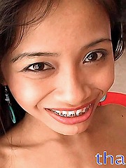 Thainee in braces sucking cock and doing a little ATM