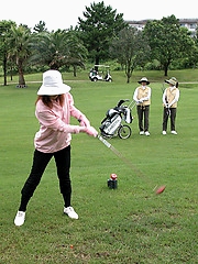 Japanese slut chases balls both in the house and on the golf course when she can